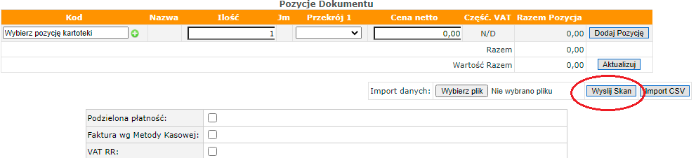 OCR skanowanie faktury