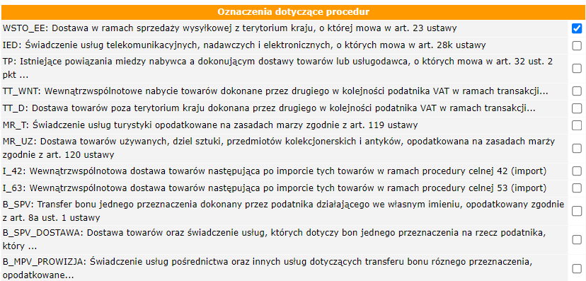 jpk mf Oznaczenie dotyczące procedur wzorcowy plik jpk_v7 dla oznaczen dotyczących procedur