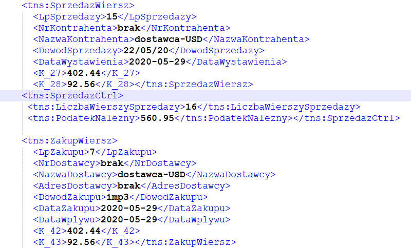 jpk mf wzorcowy plik jpk_vt dla importu usług