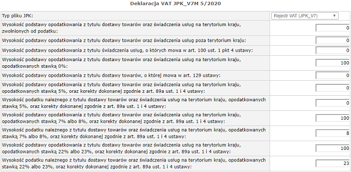 jpk mf jpk v7 - sprzedaż krajowa