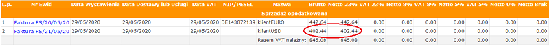 jpk mf jpk v7 - Export Towarów rejestr vat