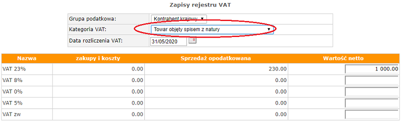 jpk mf rejestr vat spis z natury, remanent likwidacyjny
