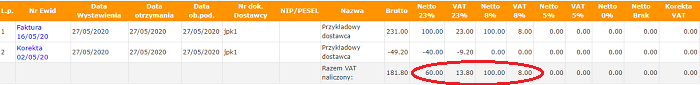 jpk mf jpk v7 - zakup krajowy rejestr vat