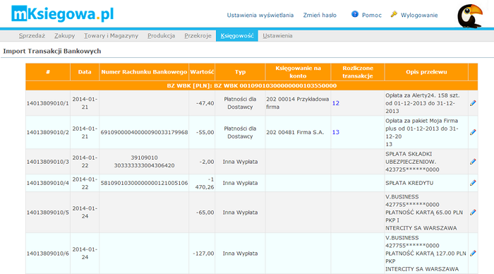 Import wyciągów bankowych BZ WBK Import wyciągów bankowych BZ WBK
