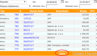 Export danych do Excela w programie mKsiegowa